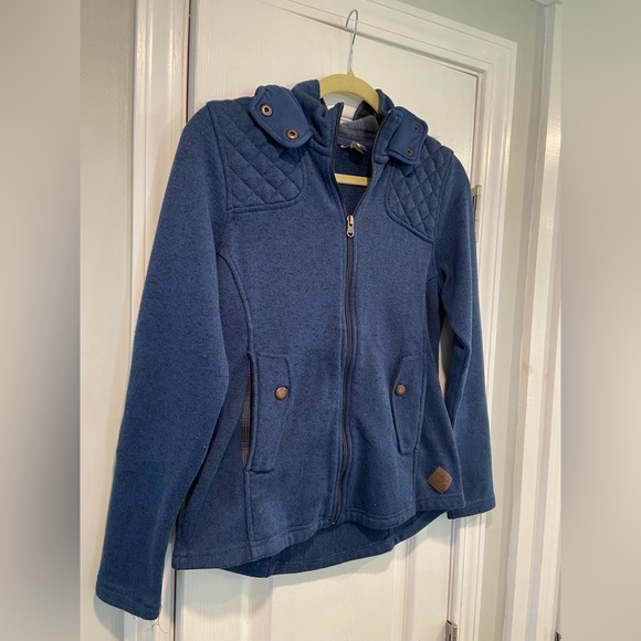 Eddie Bauer Size M Sweater Fleece Full Zip Hooded Quilted Mock Neck Jacket - Picture 4 of 13